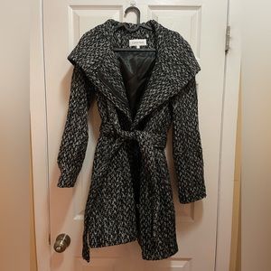 Calvin Klein Women's Black Heather Belted Wrap Blazer